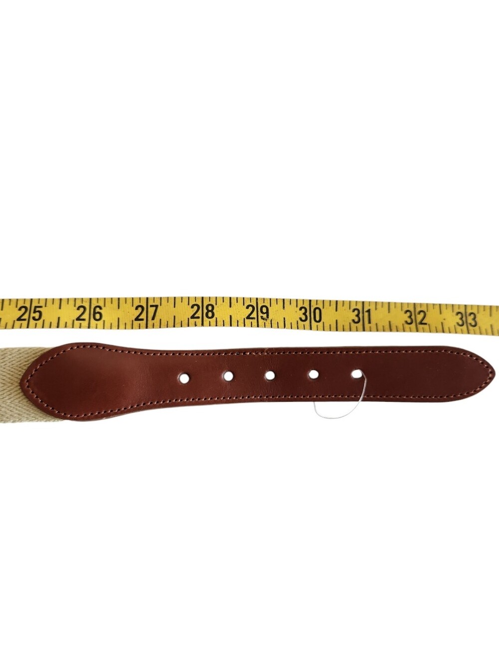 Vtg Coach Surcingle Belt Mens 30 British Tan Natural Canvas Brass Buckle NEW - Picture 13 of 14
